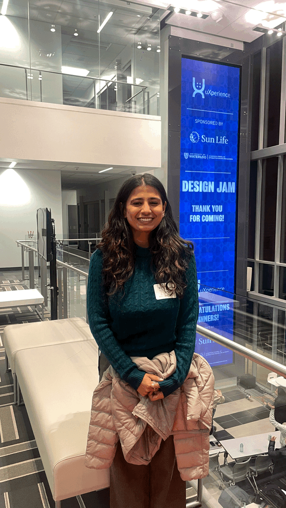 Astha smiling at the uXperience Design Jam designathon venue